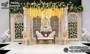 Décoration de scène de mariage sur le thème du maharaja, avec des éléphants, pour les mariages hindous, style royal Raj Mahal, réception de mariage indienne. - Product Image 3