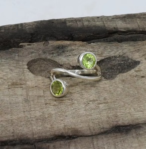 Genuine <b>Peridot</b> Two Stone <b>Ring</b> Handmade in 925 Sterling Silver Elegant Green Gemstone Jewelry for Women Solid Silver <b>Ring</b> - Product Image 5