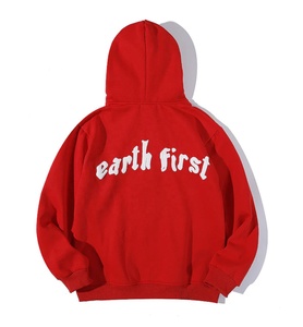 Sweat à capuche avec chaîne de conception personnalisée 100% coton imprimé sweat à capuche épais épaule tombante surdimensionné polaire sweats à capuche unisexe - Product Image 5