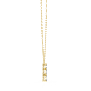 Collier pendentif vertical élégant à trois diamants en or jaune 10K avec diamant brillant de laboratoire de 1,11 ct, minimaliste, pour fiançailles - Product Image 3