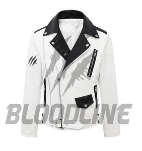 Men's Black PU Leather Moto <b>Biker</b> <b>Jacket</b> Turn-down Collar Zipper Closure Regular Fit Autumn Wear - Product Image 5