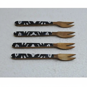 Juego de tenedores modernos de madera con mango de resina de madera, acabado pulido, para ocasiones especiales, eventos, restaurantes, hoteles, juego de cubiertos decorativos. - Product Image 3