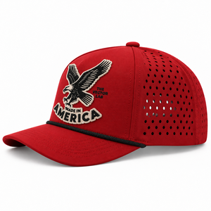 Gorra de 6 Paneles con Cuerda, Perforada y Cortada con Láser, Transpirable, Personalizada OEM, con Logotipo Aplicado en Fieltro, Ajustable con Cierre a Presión, para Hombre, Informal, para Golf y Actividades al Aire Libre - Product Image 3