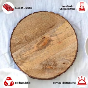 Rustic Wooden Serving <b>Platter</b> with Natural Edge Reusable <b>Disposable</b> Tableware for Table Decor - Product Image 3
