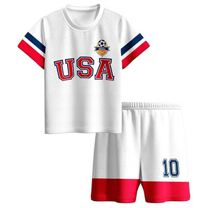 Nuevos Uniformes de Fútbol para Niños, Conjuntos de Camisetas de Fútbol para Niños y Niñas, Blancas, Rojas y Azules Sublimadas, Traje Deportivo - Product Image 1