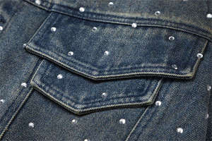 Fully <b>Rhinestone</b> Winter Outerwear Washed Denim <b>Jackets</b> for Men's Streetwear Vintage Turn Down Collar Full Sleeves Denim <b>Jacket</b> - Product Image 6