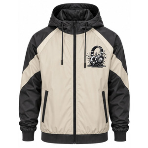 Windbreaker <b>Jacket</b> for <b>Men</b> <b>Lightweight</b> Outdoor Sports Water Resistant Full Zip Hooded Activewear Custom Garment OEM Manufacturer - Product Image 1
