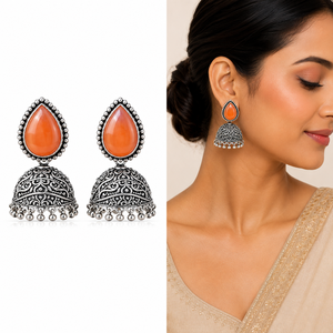 Pendientes Colgantes de Plata Oxidada con Perlas de Piedra Monalisa, Estilo Vintage y de Moda, Joyería para Mujer, para Fiestas y Eventos, Proveedor al por Mayor - Product Image 1
