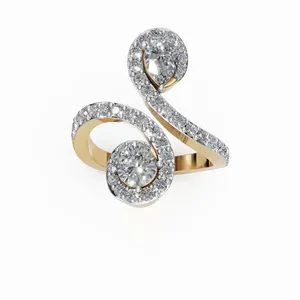 Bague en diamant de laboratoire Infinity Swirl en or jaune 18 carats, coupes rondes et en forme de poire, certifiée IGI, bague de fiançailles de luxe pour femmes - Product Image 1