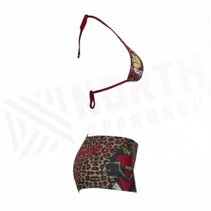 NORTH APPROACH Ensemble bikini 2 pièces imprimé léopard, haut dos nu et bas taille haute, maillot de bain extensible à motifs pour femme - Product Image 3