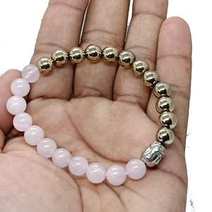 High quality Pyrite Rose quartz Crystal Gemstone Bead Buddha Bracelet Fashion Charm Jewelry for Men Women for Energy Meditation - Product Image 5