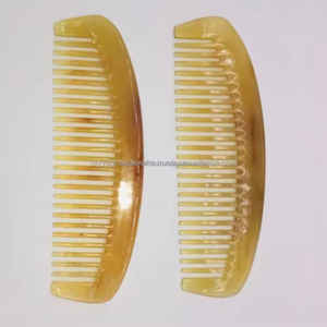 Peine de cuerno de buey de búfalo natural, peine de bolsillo antiestático para uso doméstico, logotipo personalizado medio - Product Image 2