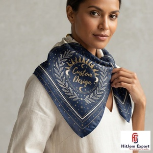 Écharpe carrée en soie imprimée sur mesure de qualité supérieure, châle, fabricant OEM ODM, tissu personnalisé - Product Image 4