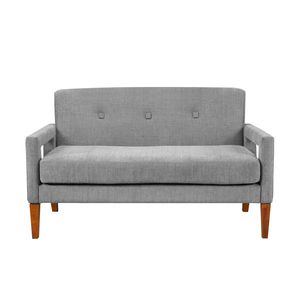 Divano Moderno a 1 Posto per Soggiorno, Rivestimento in Ciniglia Grigia con Molle Insacchettate e Gambe in Legno Massello - Product Image 2