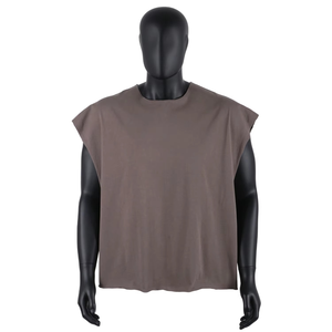 Camiseta sin mangas oversize para hombre, de algodón grueso, con hombros caídos, personalizable con logo, para gimnasio, estilo urbano. - Product Image 3