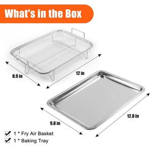 Panier en treillis métallique en acier inoxydable avec poignées, réutilisable, résistant au four, pour friture et refroidissement - Product Image 4