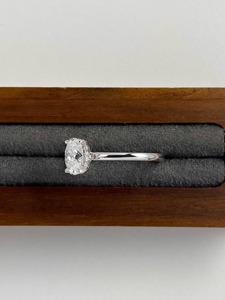 Bague de fiançailles en or blanc 14 carats avec diamant de laboratoire, halo caché, sertissage à griffes, 1,00 carat, clarté VS+, couleur D-F, bague de mariage pour femme - Product Image 5