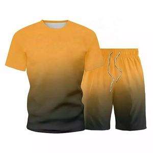 Conjunto de chándal de manga corta para hombre, ropa deportiva informal con gradiente, sudadera de verano - Product Image 3