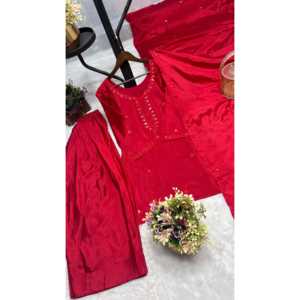 Conjunto de Traje de Fiesta Rojo Bordado Hermoso para Mujer, Talla L, JD - Product Image 2