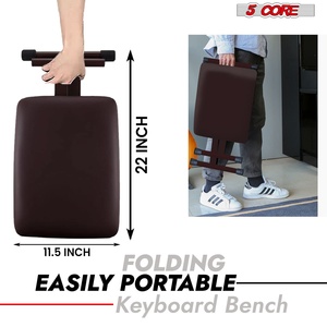 5 Core Keyboard <b>Bench</b> 2 Inch Padded <b>Cushioned</b> Piano Stool Height Adjustable 19" Guitar Seat Portable - Product Image 6