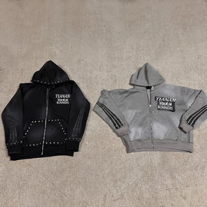 Ensemble de survêtement vintage personnalisé en coton 100 % pour homme, style streetwear, avec pantalon évasé et sweat à capuche – Vente en gros - Product Image 2