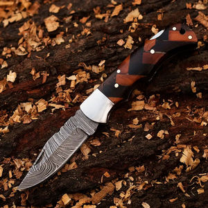 Cuchillo de Bolsillo Multifuncional de Acero de Damasco Hecho a Mano Personalizado OEM Burraq con Funda de Cuero de 8 Pulgadas, Regalo de Aniversario para Padrinos de Boda - Product Image 5