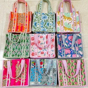 Bolso Tote de Algodón Acolchado con Estampado Floral, con Volantes, Hecho a Mano, para Viajes, Playa, Mercado, Regalo, Ecológico para Mujer - Product Image 1