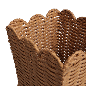 Versatile Rattan Waste <b>Bin</b>, Scalloped Rattan Basket For Home & Office Natural Trash Can With Handle Vietnam Export Quality - Product Image 3