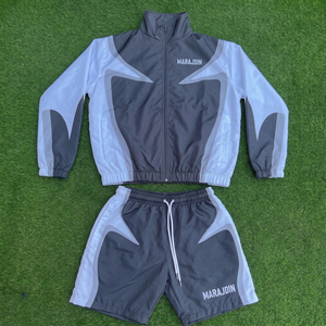 Custom Orange Windbreaker Jacket Shorts Set Men Sublimated Panels Tracksuit Lightweight Nylon High <b>Collar</b> Full Zip Jogger Suitss - Product Image 3