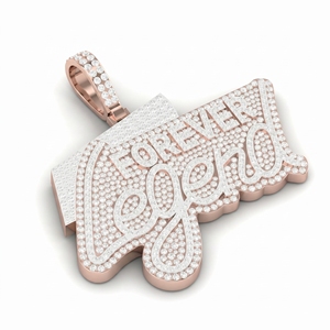 Colgante Forever Legend Chapado en Oro Rosa con Diamantes Redondos de Corte Brillante con Microincrustaciones, Estilo Hiphop, Unisex - Product Image 1
