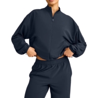 Veste coupe-vent légère et respirante pour femme, sans coutures, résistante à l'eau, écologique, à fermeture éclair intégrale, coupe ample, col montant, devant zippé