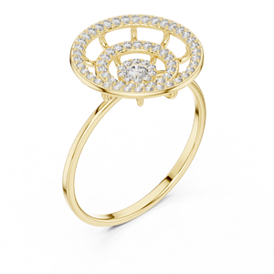 Anillo minimalista de oro amarillo macizo de 14k con forma de flor para mujer, con diamantes de corte brillante redondo y piedras cultivadas en laboratorio, para uso diario. - Product Image 3