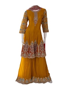Traje Sharara Salwar/Palazzo de Seda Chinon con Bordado Intenso, Estilo Étnico Hindú Bollywood, para Mujer, Invierno/Verano - Product Image 2