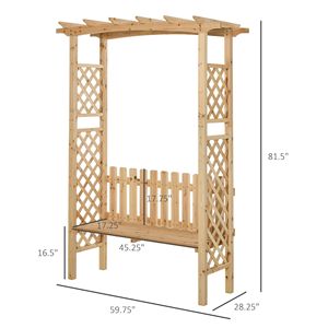 Panchina da Giardino Ergonomica per 2 Persone con Pergola ad Arco in Legno di Abete Naturale con Vernice Protettiva - Product Image 3