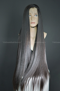 Precio al por mayor de hueso sedoso recto vietnamita Remy extensión del pelo Super doble dibujado peluca Frontal completa - Product Image 5