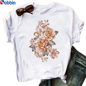 Camiseta Blanca Personalizada con Logotipo para Mujer, Camiseta Sexy de Verano, Camiseta con Estampado Floral para el Día de San Valentín, Estilo para Chicas, Talla Grande - Product Image 1