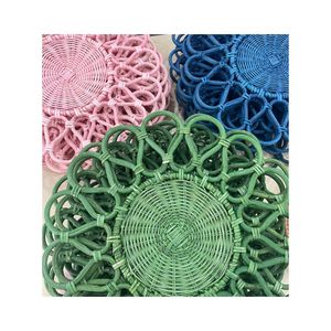 Plato de Presentación de Ratán con Diseño Tradicional Chino, Salvamanteles, Posavasos, Duradero y Ecológico, 32-36cm, en Oferta - Product Image 1