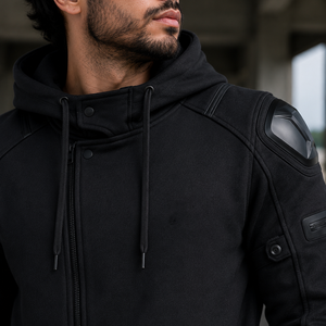 Sweat à capuche moto personnalisé respirant imprimé en polaire douce 100 % coton, veste de protection imperméable pour l'hiver - Product Image 5