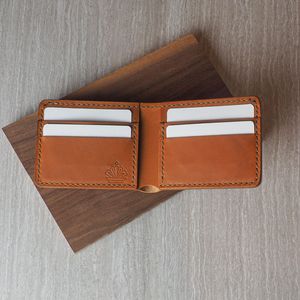 Minimalist Genuine Leather <b>Card</b> <b>Holder</b> Tan Color 4 Inch No Closure Credit <b>Card</b> <b>Wallet</b> - Product Image 2