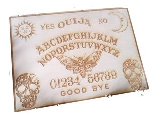 Tavola da 12 pollici Ouija con la testa della morte falena e luna dal legno gotico o decorazione strega spirito gioco occulto pratica regalo di Halloween - Product Image 1