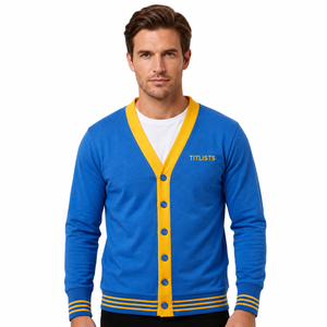 Ajoutez vos pulls personnalisés de haute qualité à col en V pour les logos des sororités, fraternités, écoles, collèges, universités, cardigans tricotés - Product Image 1