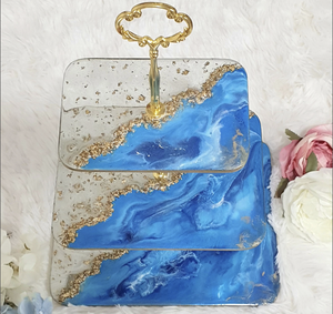 3 Tier Resin <b>Cake</b> <b>Stand</b> Handcrafted Eco-Friendly Elegant Epoxy Dishwasher Safe Dessert Display <b>Stand</b> for Wedding Home Party - Product Image 1