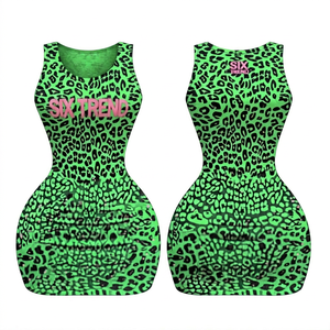 Vestido de punto transpirable SIX TREND con estampado de leopardo, sin mangas, sin espalda, ajustado, hasta la rodilla, elástico en cuatro direcciones, sexy, para mujer, para discoteca - Product Image 2