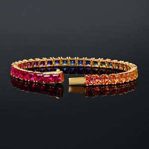 กำไลข้อมือเทนนิสแบบฮิปฮอป AMBER JEWELS ทองคำ 18K แท้ ประดับด้วยพลอยธรรมชาติเจียระไนแบบบริลเลียนท์ ได้รับการรับรองจาก IGI ตัวเรือนแบบ Claw Setting เหมาะสำหรับงานแต่งงานแบบคลาสสิก - Product Image 3