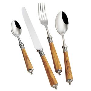 Ensemble de couverts en argent avec manches en bois, couverts élégants pour la salle à manger, ustensiles de cuisine haut de gamme, vaisselle élégante pour les repas - Product Image 2