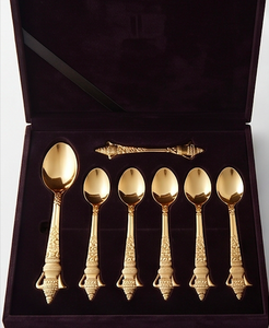 Elegant <b>Gold</b> Plated Teaspoons Set With <b>Ornate</b> Handles High <b>Mirror</b> Polish Dishwasher Safe Flatware For Wedding Occasions - Product Image 6
