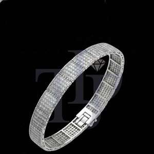 Luxury Pave Elegant Designer Diamond <b>Bangle</b> Bracelet 10K 14K <b>Gold</b> VS1 VS2 H-I Color Iced Out Party Wear Jewelry for Women - Product Image 4