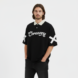 Chemise décontractée pour homme en coton uni, à manches courtes, respirante, avec broderie de lettres et logo frontal, coupe élégante - Product Image 6