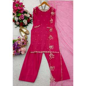 Designer Women's <b>Top</b>-Bottom Set with Heavy Embroidery Sequence Work - Product Image 5