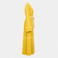 Nouvelle Abaya 2026 en Tissu Polyester Doux, Longueur Intégrale, avec Ceinture et Col en V, Style Élégant, Confortable, Respirant et Séchage Rapide
